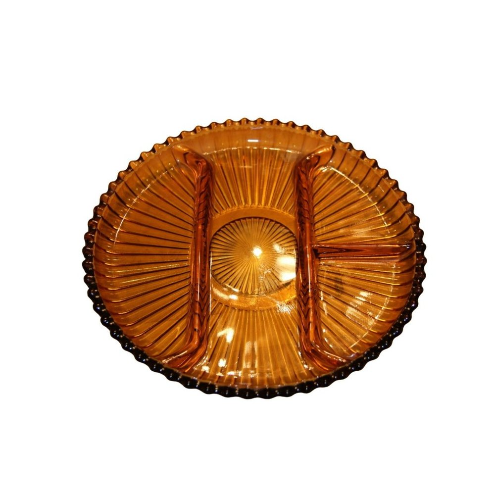 Vintage Indiana Glass Amber-Color Colony  Relish Tray